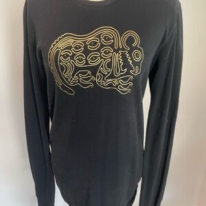 EUC Black Long Sleeve Shirt with Gold Design (Med)